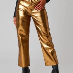 Best Sale 💯 Buddylove 👩 women Travolta High-Rise Metallic Pants in Gold ✨