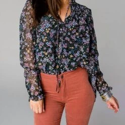 Budget 👏 Buddylove 👩 women Everly Long Sleeve Button Up Blouse in Daisy 👏