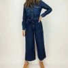 New 🛒 Frnch 👩 women Sandrine Woven Jumpsuit in Blue Jean 😀
