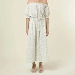 Deals 🌟 Frnch 👩 women Perla 👗 Dress in Blue/White 👏