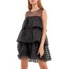 Discount 🥰 ENGLISH FACTORY 👩 women Organza Gridded Tiered Sleeveless Mini 😀