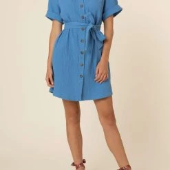 Promo 🤩 Frnch 👩 women Fanny 👗 Dress in Bleu 👍