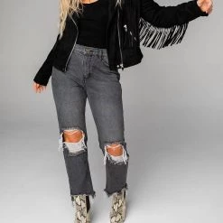 Buy 🧨 Buddylove 👩 women Francesca Fringe Suede Jacket in Night 🤩