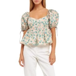 Best deal 💯 ENGLISH FACTORY 👩 women Floral Puff Sleeve Top 🎁