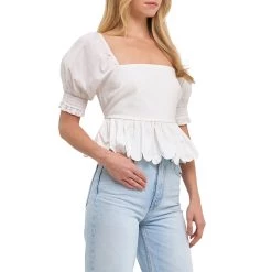 Cheapest ✨ ENGLISH FACTORY 👩 women Mixed Media Scalloped Edge Top ✨ -Cheap Buddylove Store 4643738f006f4a2297982eb01482fbd6 7a2dc60f 8919 4e5f 9baf af4008b07249 1080x