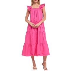 Top 10 🥰 ENGLISH FACTORY 👩 women Ruffle Detail Midi 👗 Dress 🔥