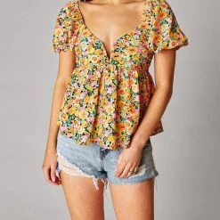 Discount 🥰 Buddylove 👩 women Houston Puff Sleeve Top in Firefly ⭐