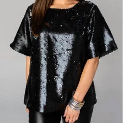 Best Sale 💯 Buddylove 👩 women Blanche Sequin Top in Smoke ⭐