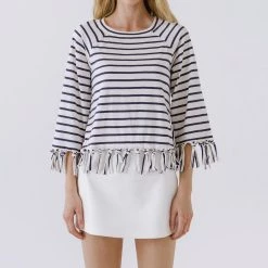 Hot Sale 🛒 English Factory 👩 women Strip Top with Fringe Detail 🤩 -Cheap Buddylove Store 6a4de2035c81490fa8d80fce61812068 1080x