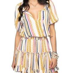 Discount 🔔 Buddylove 👩 women Ray Miami Short 👗 Dress W/ Chain Print Detail in Multi-Color ✨