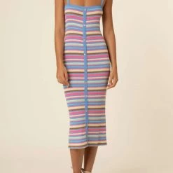 New 😀 Frnch 👩 women Tania Midi 👗 Dress in Arcencie Stripe ⭐