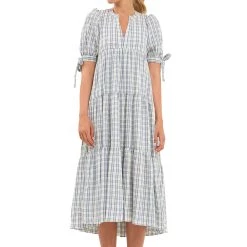 Buy 😀 ENGLISH FACTORY 👩 women Gingham Tiered 👗 Dress with Bow-Tie Sleeves 😀 -Cheap Buddylove Store af6f112e01e641a8bc13d3235fdc85f9 4a8e46bf bce0 4547 9f40 ce2597607179 1080x