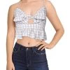 Flash Sale 👍 English Factory 👩 Womens Plaid Smocked Crop Top ❤️