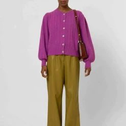 Promo ✔️ Frnch 👩 women Vanille Herringbone Cardigan in Violine 😉