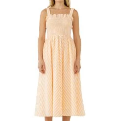 New ❤️ English Factory 👩 women Striped Smocked Midi 👗 Dress 🧨 -Cheap Buddylove Store c23c0ef1c0304c78ad659179a2037b2c 1080x