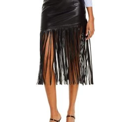 Promo 🔥 Bagatelle 👩 Womens Vegan Leather Fringe Midi 👗 Skirt 😍