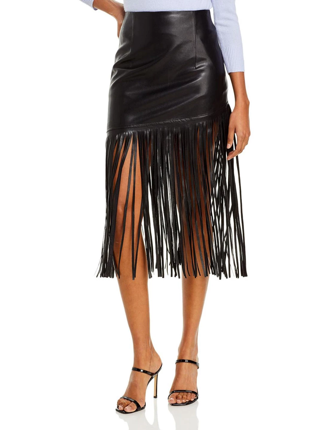 Promo 🔥 Bagatelle 👩 Womens Vegan Leather Fringe Midi 👗 Skirt 😍 1 Promo 🔥 Bagatelle 👩 Womens Vegan Leather Fringe Midi 👗 Skirt 😍