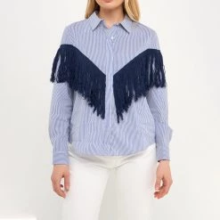 Best Pirce 🧨 English Factory 👩 women Fringe Detail Stripe 👕 Shirt 😉 -Cheap Buddylove Store d4e62ea84a2a4a1c8af0bb592b4433c8 6b716bcd 01bc 4bda a19c 2f57926fd3bc 1080x