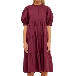 Brand new 🌟 English Factory 👩 women Short Puff Sleeve Midi 👗 Dress 🧨 -Cheap Buddylove Store d6f51225fd584d96b6c748314c67d8dd 1080x