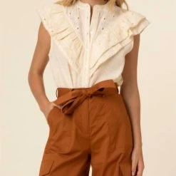 Hot Sale ✨ Frnch 👩 women Gaia Top in Cream 👍