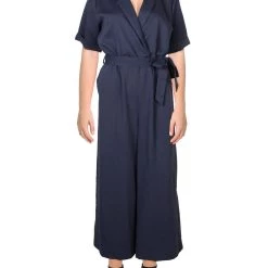 Outlet ⌛ FRNCH Manola 👩 Womens Collar Textured Jumpsuit ✔️