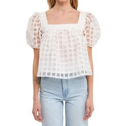 Hot Sale 🧨 ENGLISH FACTORY 👩 women Organza Gridded Square Neck Crop Top 🧨 -Cheap Buddylove Store d912a922ad47433494a908754c6e541c 60f63d82 1b30 4e37 91ec 767b9d67e162 1080x