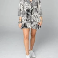 Outlet ❤️ Buddylove 👩 women Sadie Tie Front Ruffled 👗 Dress in Arctic ❤️