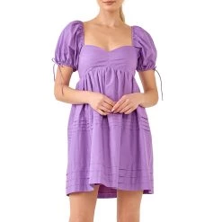 Cheapest 🎉 ENGLISH FACTORY 👩 women Pleated Detail Puff Sleeve Mini 👗 Dress ⭐