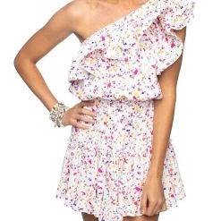 Promo 😍 Buddylove 👩 women Georgia One Shoulder Ruffle 👗 Dress in Confetti 🎁