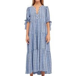 Top 10 ❤️ ENGLISH FACTORY 👩 women Gingham Tiered 👗 Dress with Bow-Tie Sleeves 🌟 -Cheap Buddylove Store f683914ed0f14558a7e37b50cc1a7ac4 27114802 6258 4fa0 8851 03521fe82320 1080x