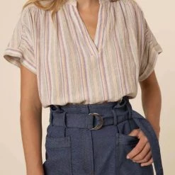 Best Pirce ✔️ Frnch 👩 women Eliane Ladies Woven Top in Cream 🔔