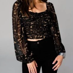 Promo 🛒 Buddylove 👩 women Isabelle Smocked Crop Top in Java 🔥